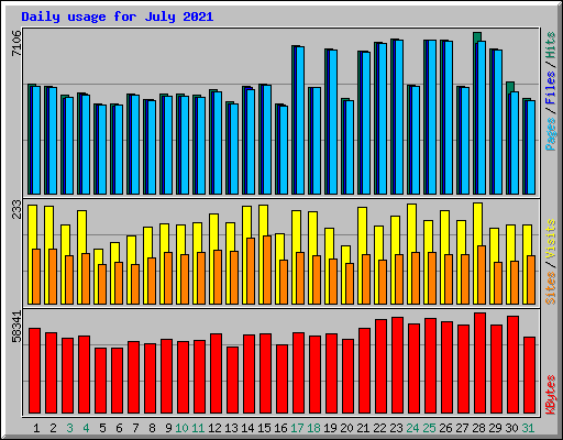 Daily usage for July 2021