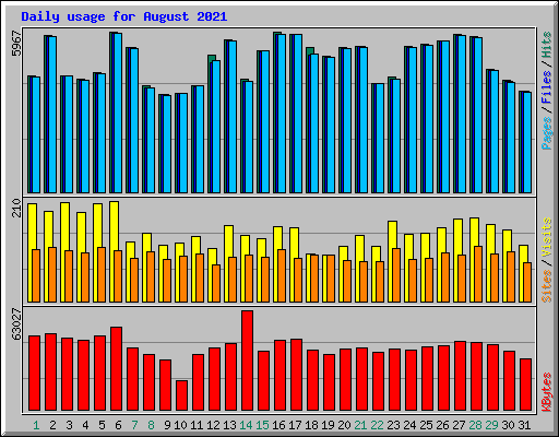 Daily usage for August 2021