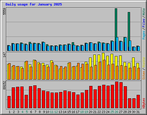 Daily usage for January 2025