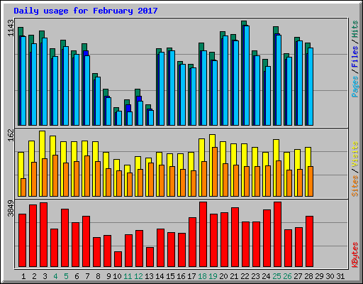 Daily usage for February 2017