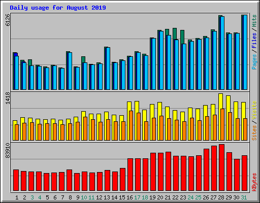 Daily usage for August 2019