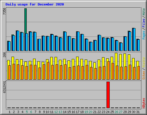 Daily usage for December 2020