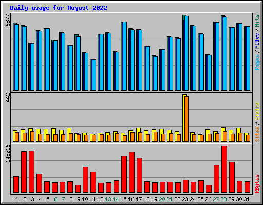 Daily usage for August 2022