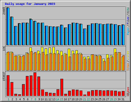 Daily usage for January 2023