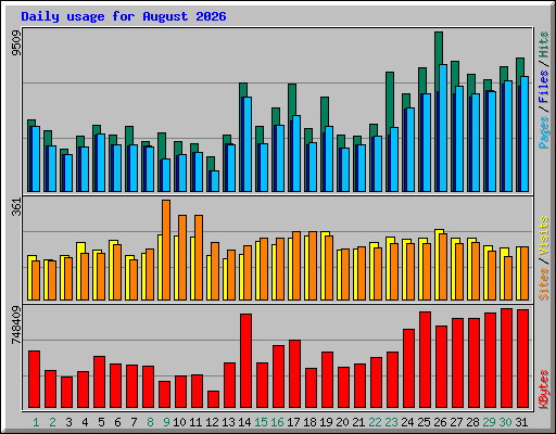 Daily usage for August 2026