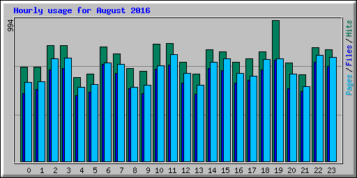 Hourly usage for August 2016